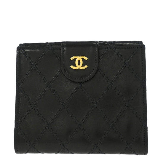 Chanel Black Lambskin Bicolore Wallet