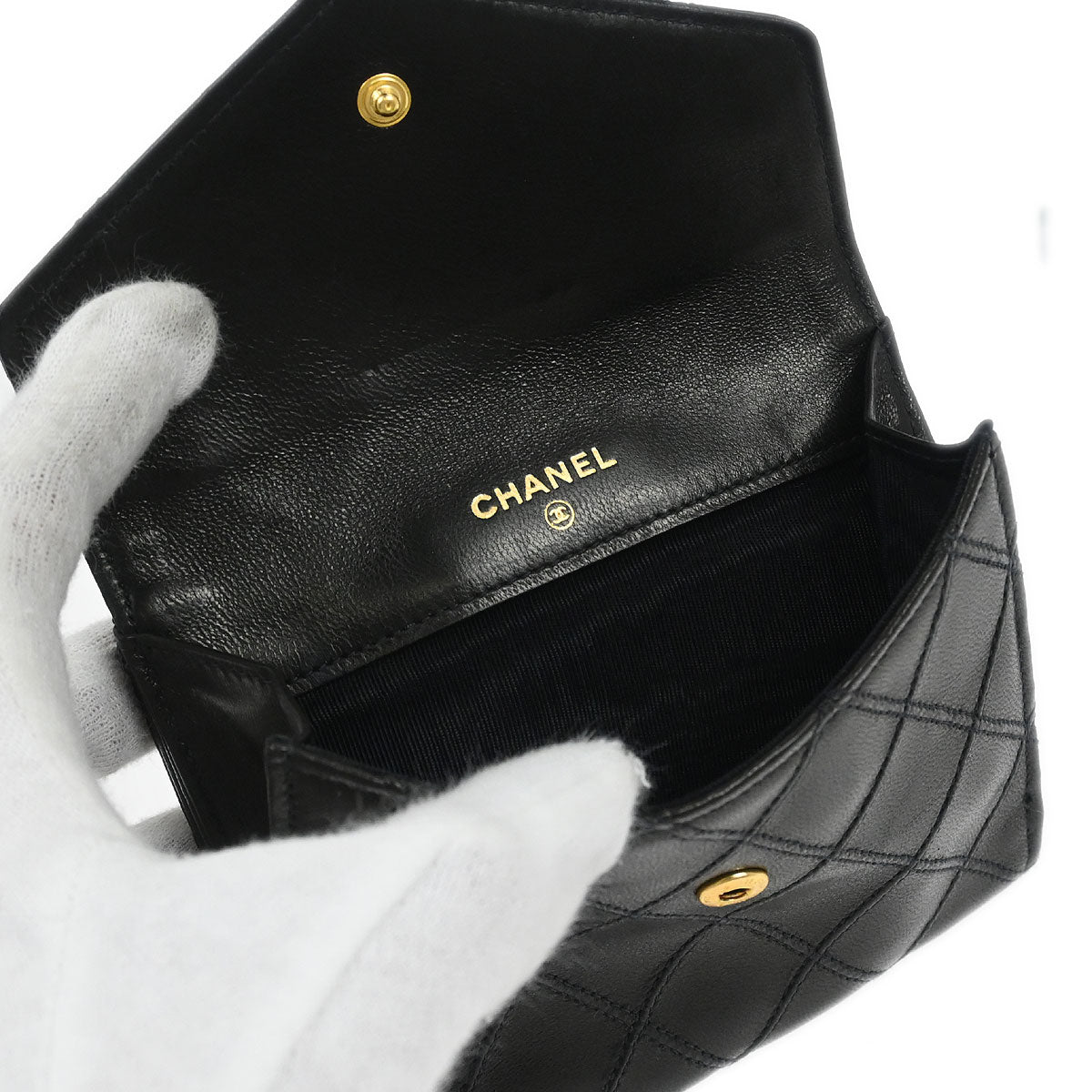 Chanel Black Lambskin Bicolore Wallet
