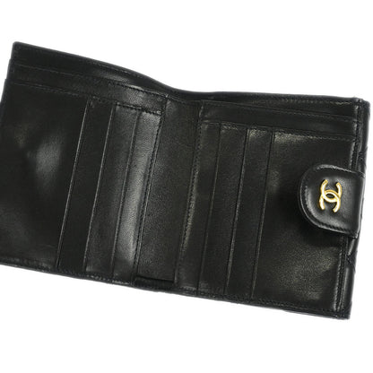 Chanel Black Lambskin Bicolore Wallet
