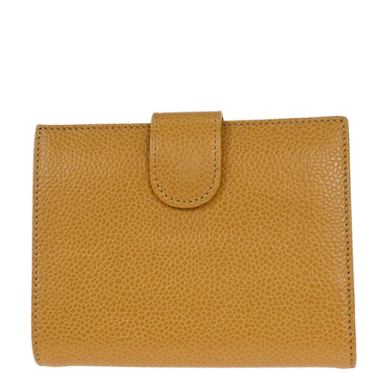 Chanel Bifold Wallet Purse Beige Caviar Skin