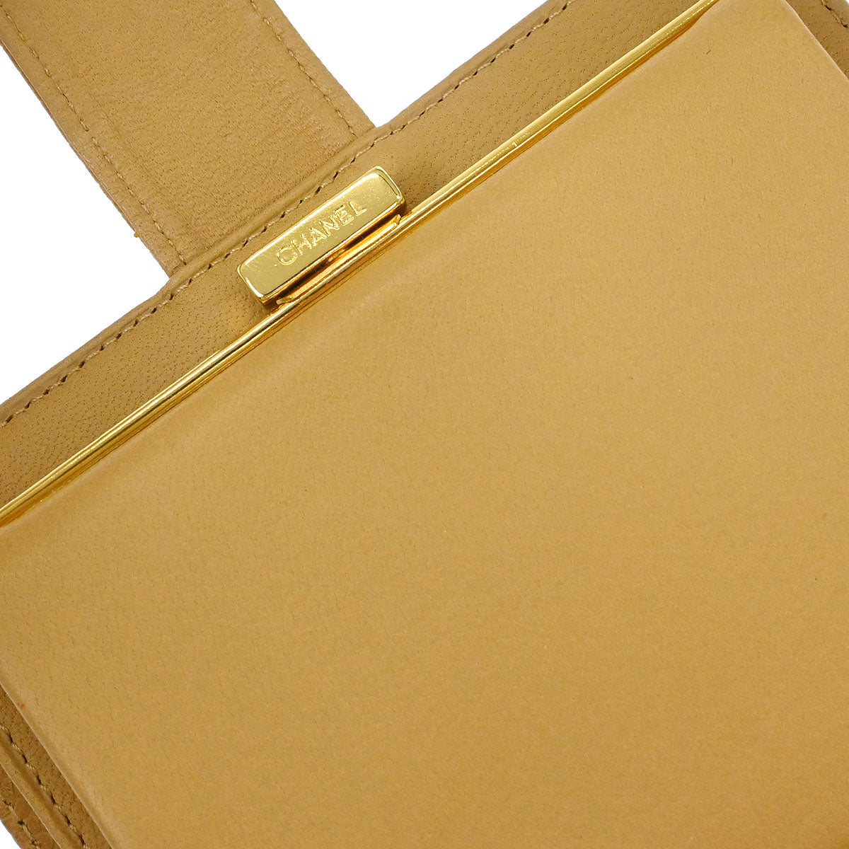 Chanel Bifold Wallet Purse Beige Caviar Skin