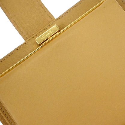 Chanel Bifold Wallet Purse Beige Caviar Skin