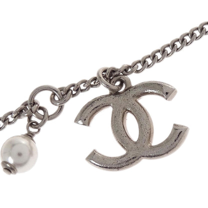 Chanel CC Chain Necklace Pendant Silver Costume Pearl C19C