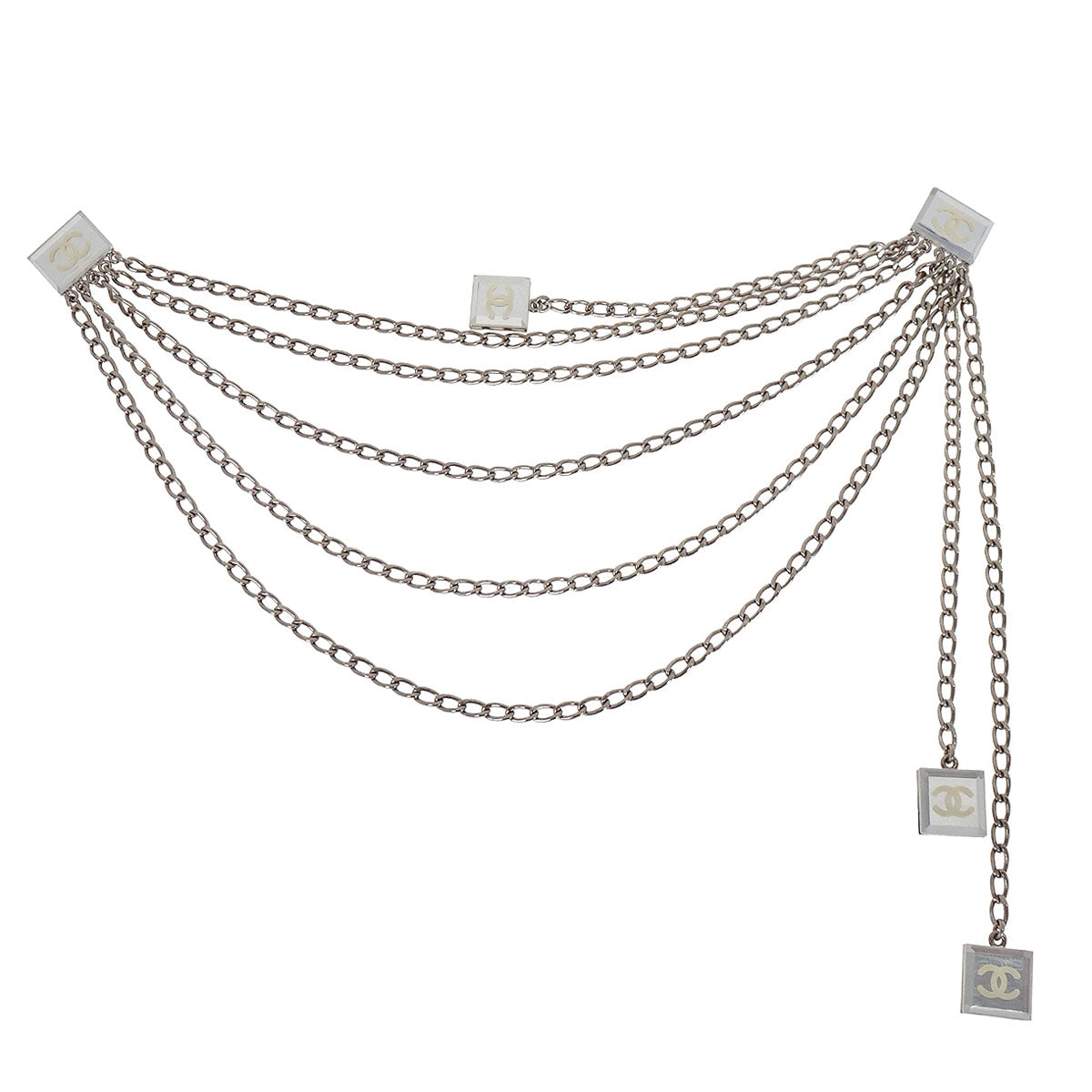 Chanel Silver Chain Charm Clip Brooch 03C