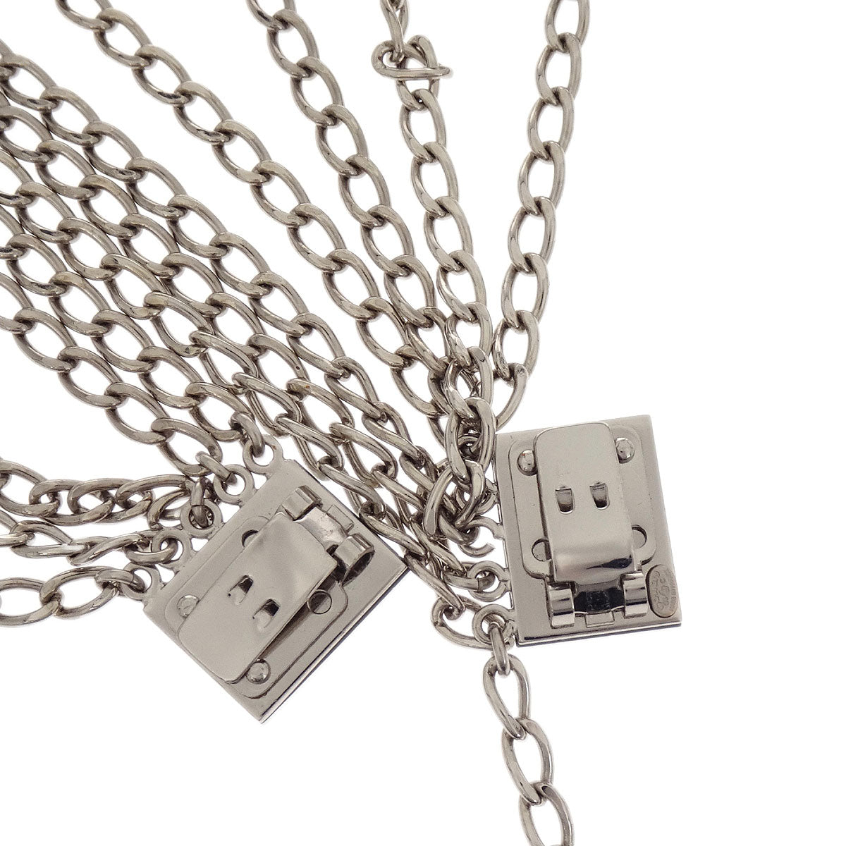 Chanel Silver Chain Charm Clip Brooch 03C