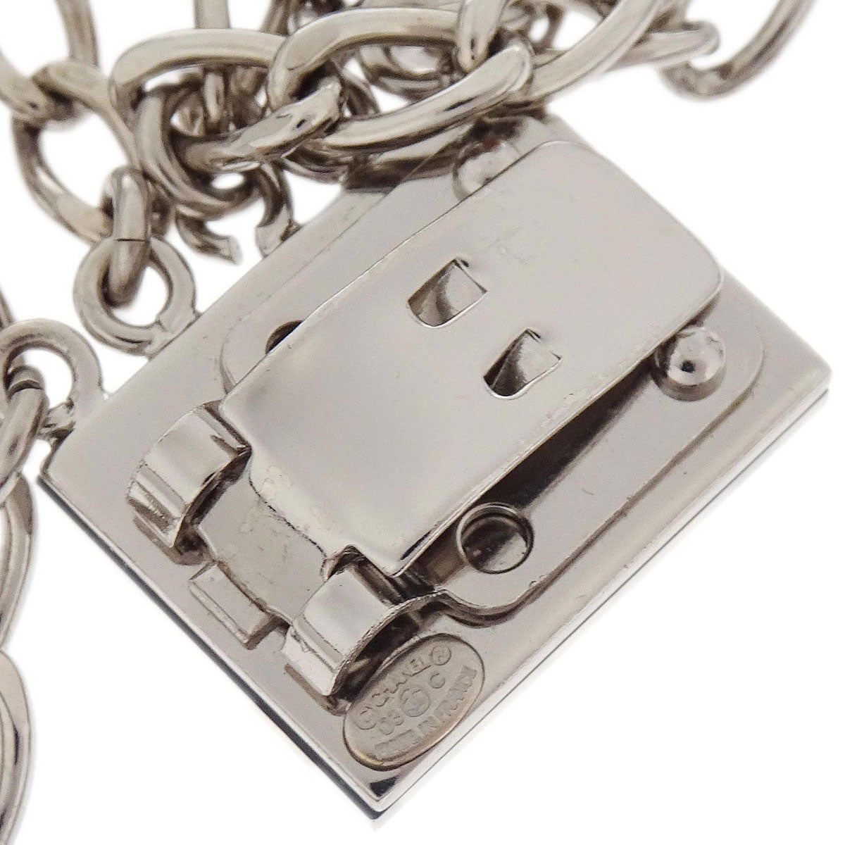 Chanel Silver Chain Charm Clip Brooch 03C