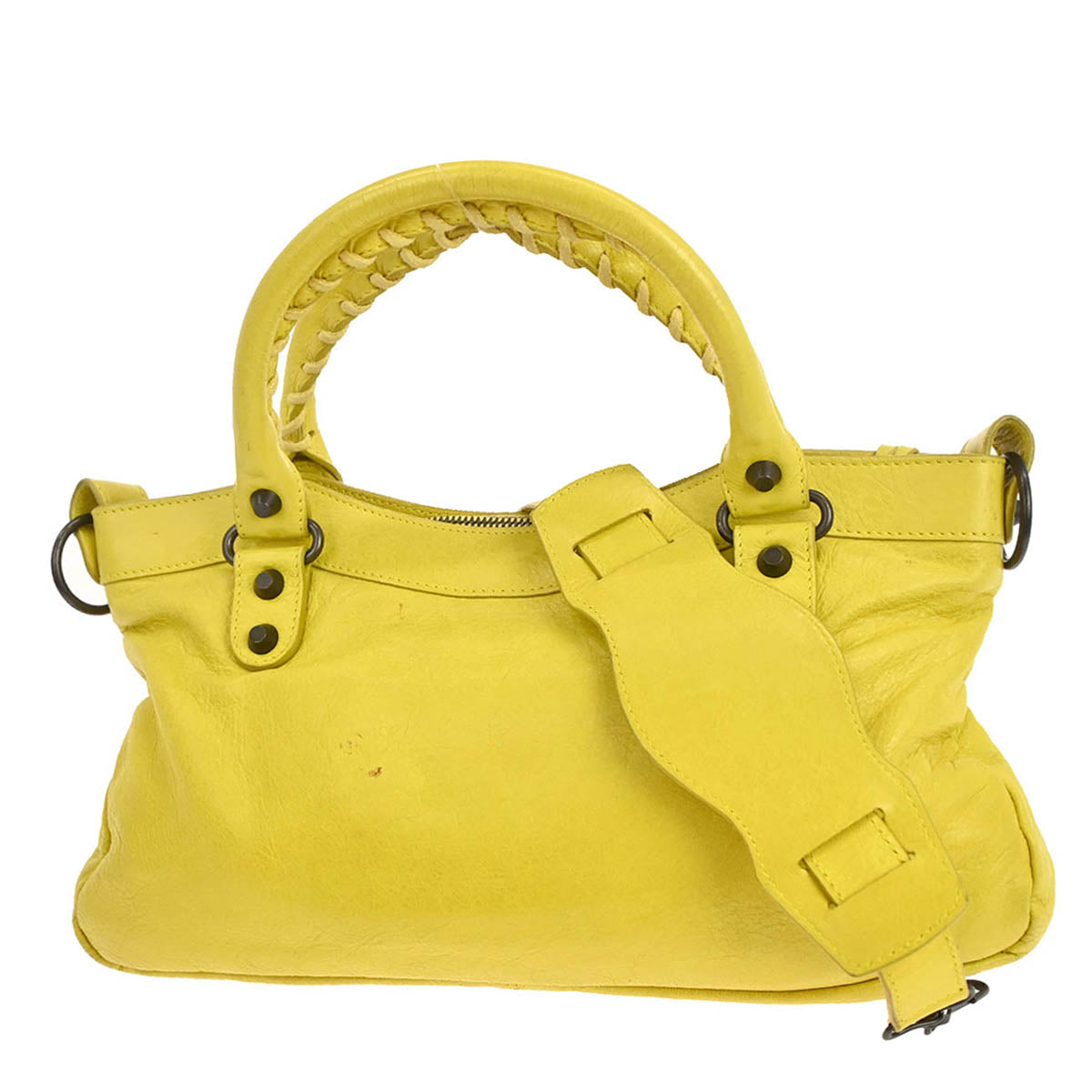 Balenciaga Yellow Lambkin The First 2way Shoulder Handbag