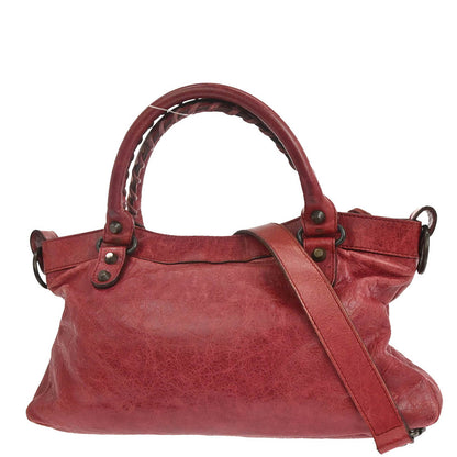 Balenciaga Red Lambskin The First 2way Shoulder Handbag