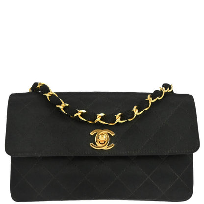 Chanel 1989-1991 Black Satin Shoulder Bag