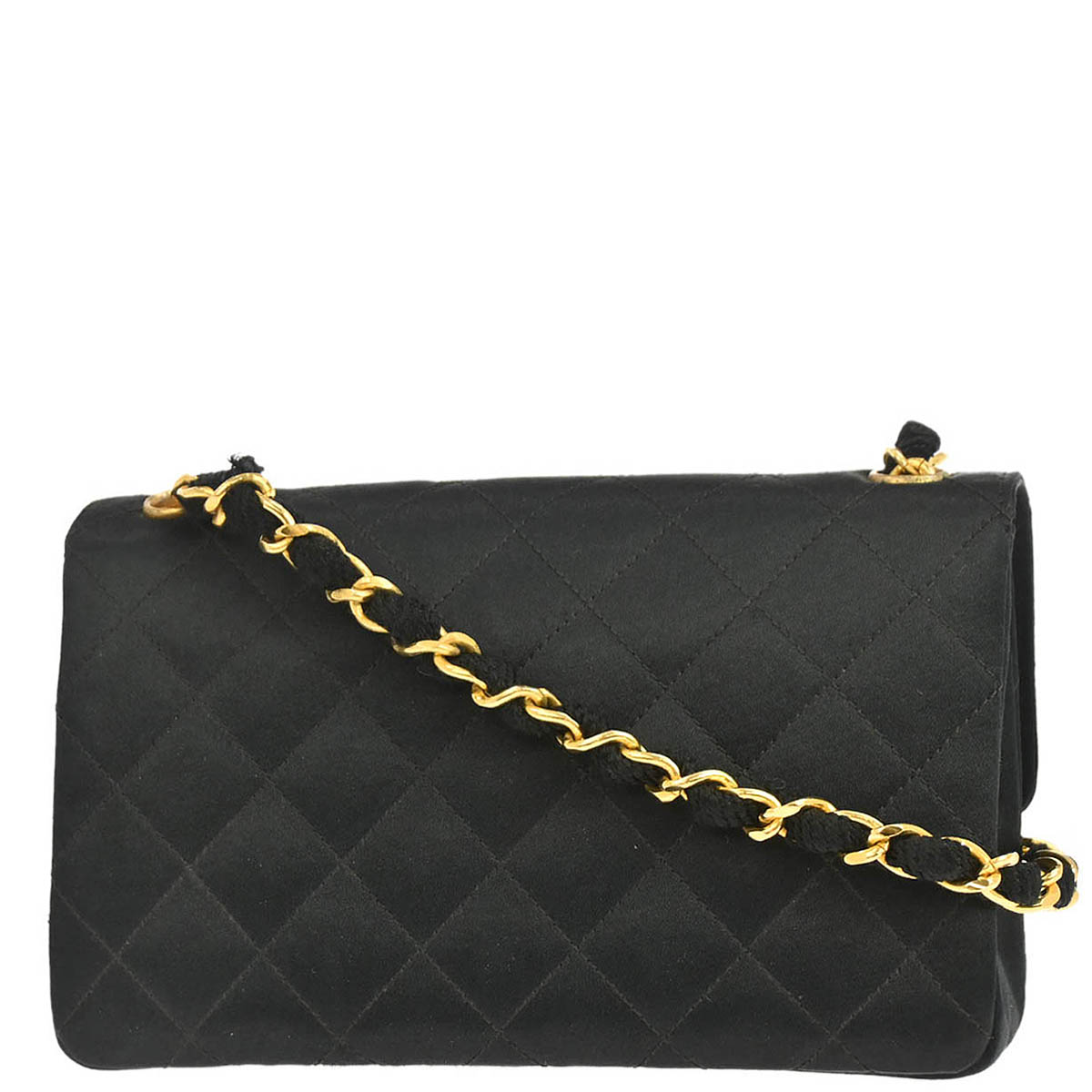 Chanel 1989-1991 Black Satin Shoulder Bag