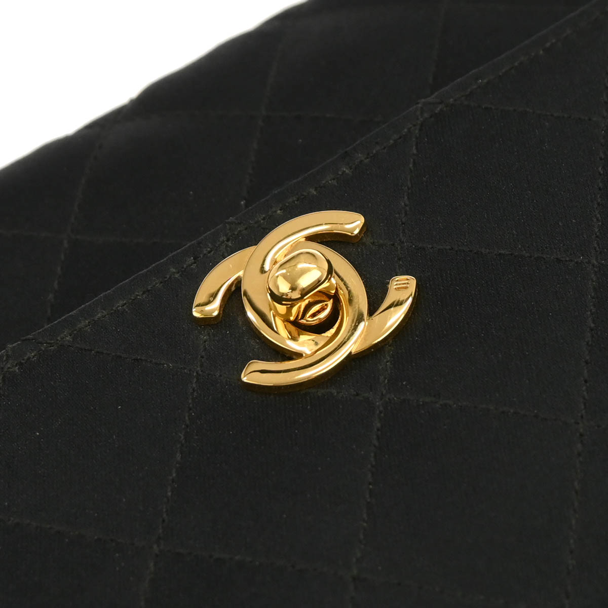 Chanel 1989-1991 Black Satin Shoulder Bag