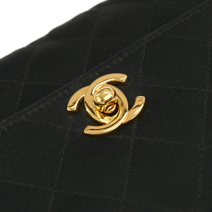 Chanel 1989-1991 Black Satin Shoulder Bag