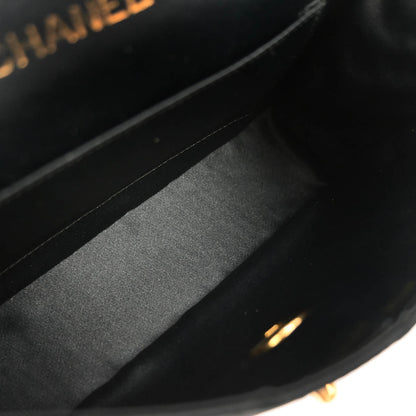 Chanel 1989-1991 Black Satin Shoulder Bag
