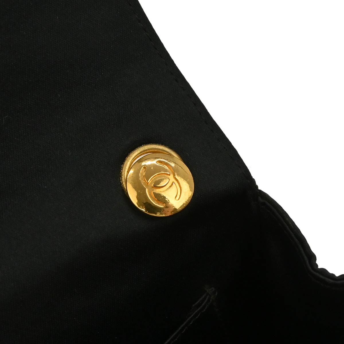 Chanel 1989-1991 Black Satin Shoulder Bag