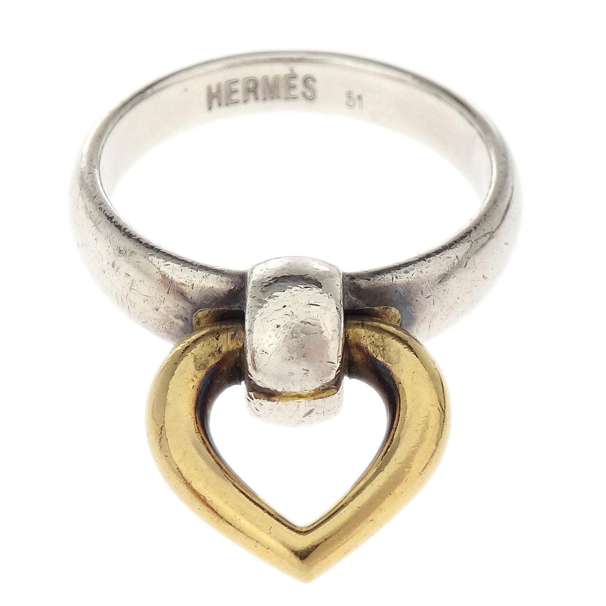 Hermes Heart Knock Ring 18K SV925 #51 Jewelry