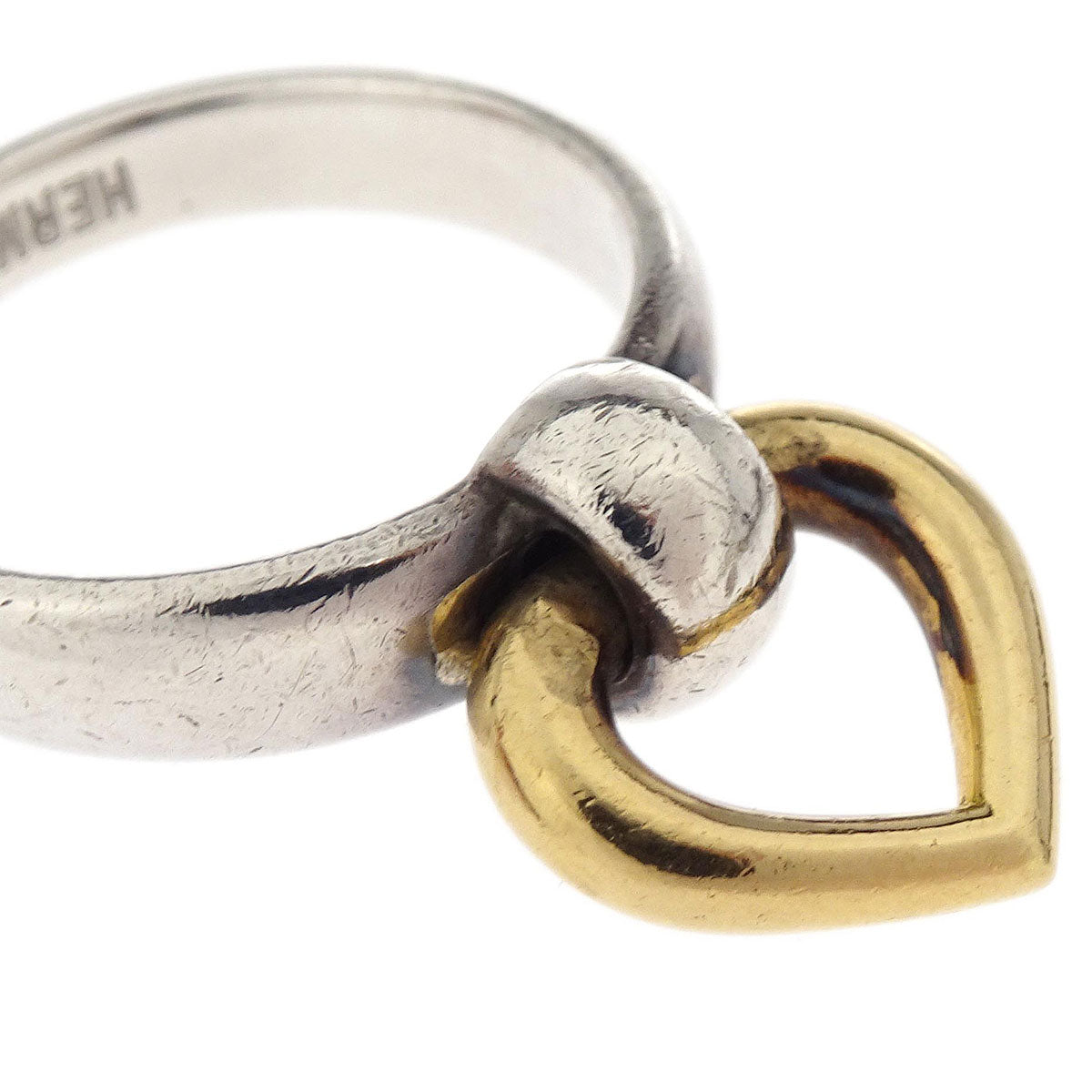 Hermes Heart Knock Ring 18K SV925 #51 Jewelry
