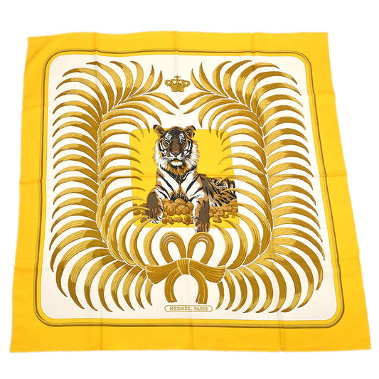 Hermes Scarf Carre 90 Tigre Royal Yellow Small Good