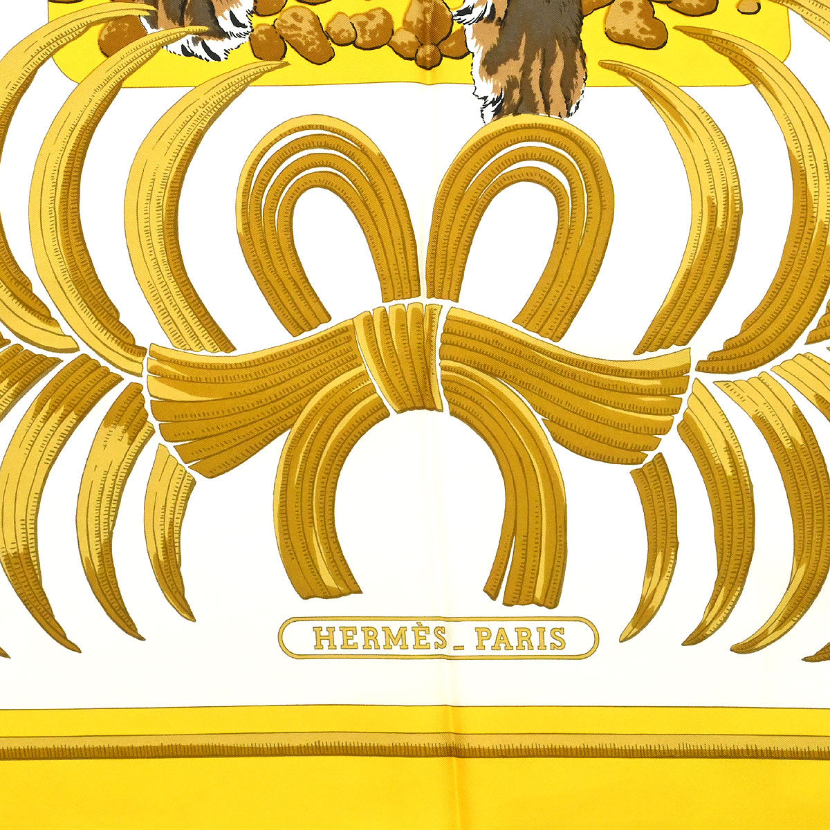 Hermes Scarf Carre 90 Tigre Royal Yellow Small Good