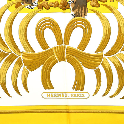 Hermes Scarf Carre 90 Tigre Royal Yellow Small Good