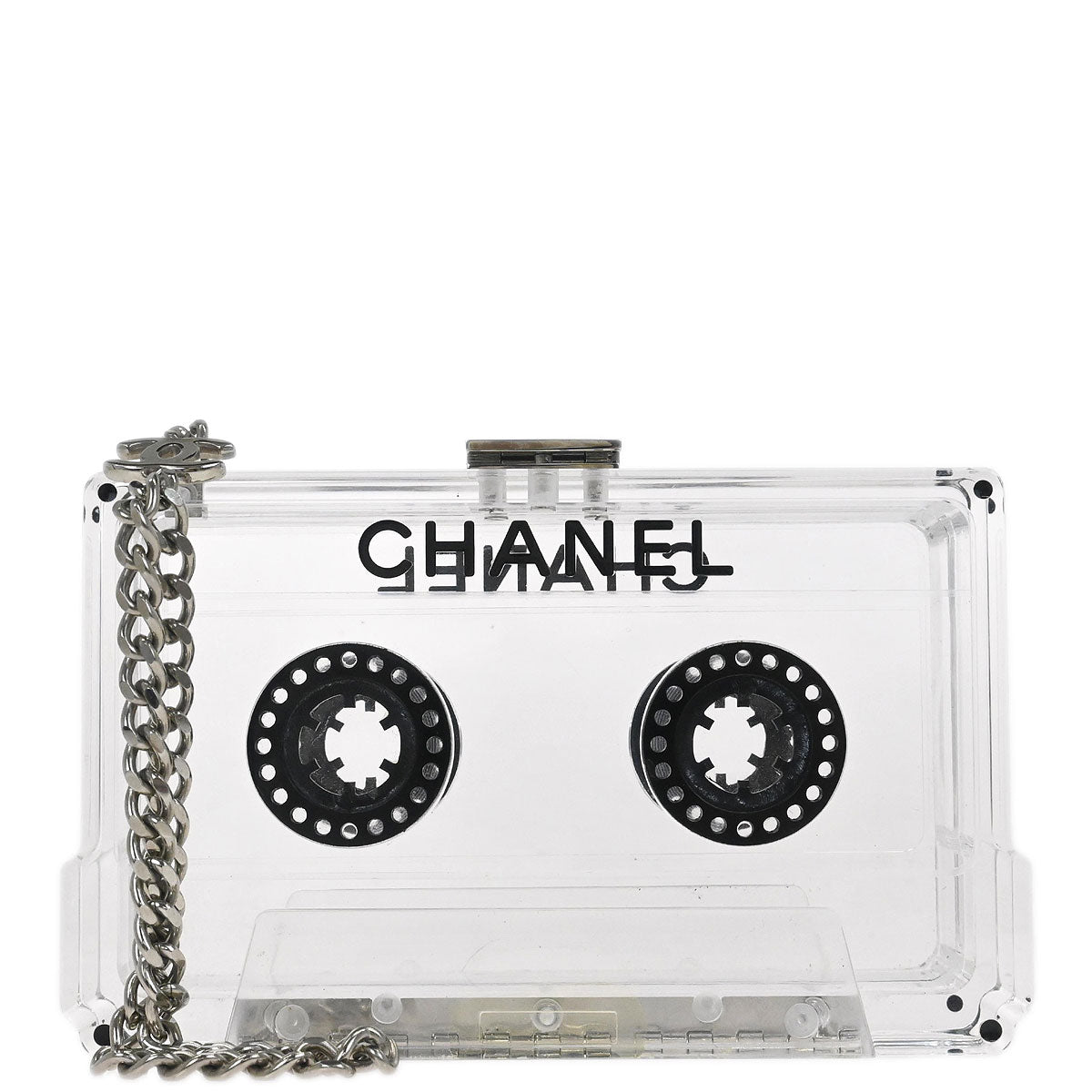 Chanel Clear Acrylic Cassette Tape Clutch Bag