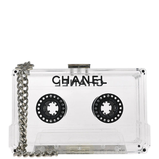 Chanel Clear Acrylic Cassette Tape Clutch Bag