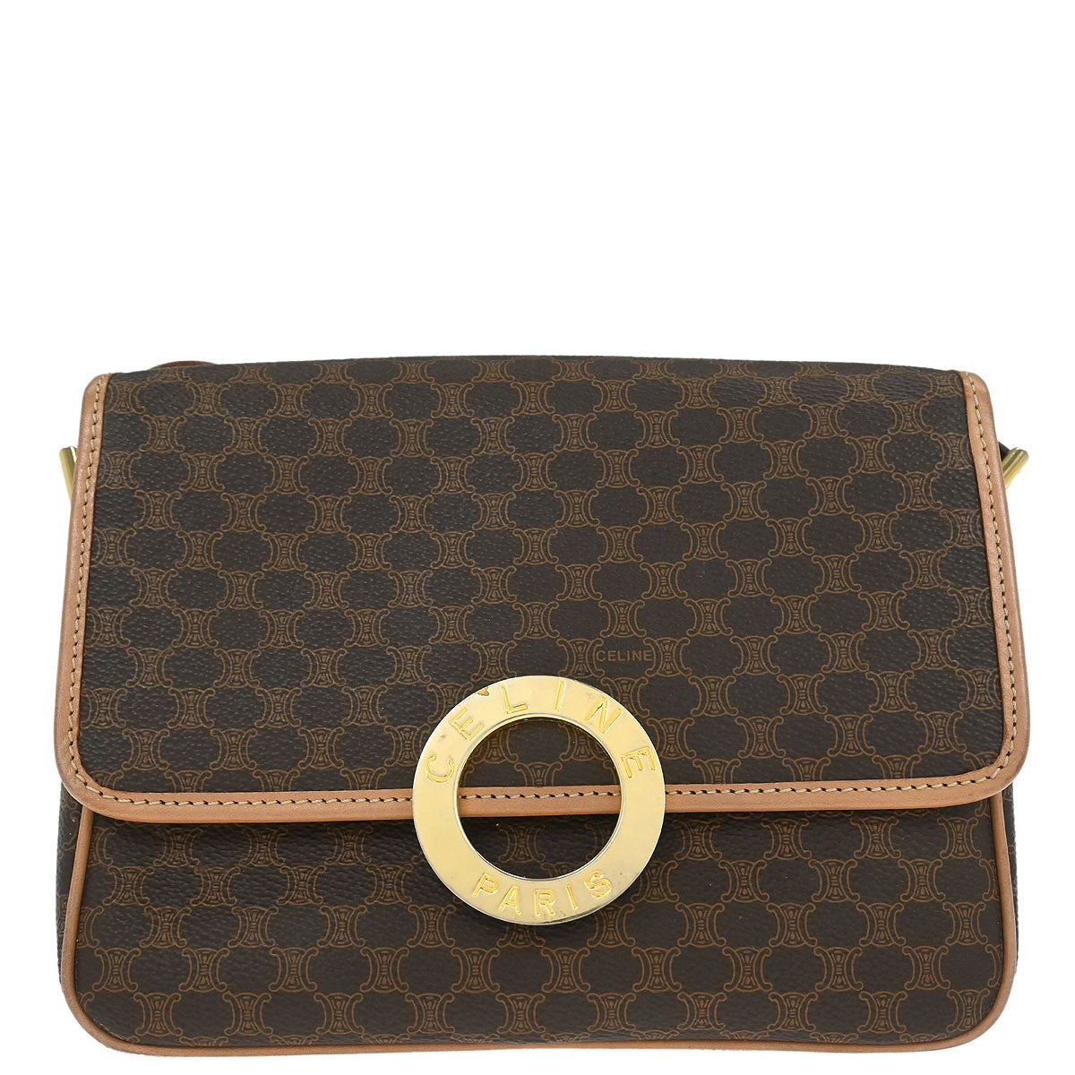 Celine Brown PVC Macadam Shoulder Bag