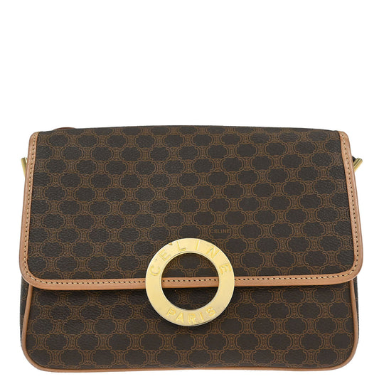 Celine Brown PVC Macadam Shoulder Bag