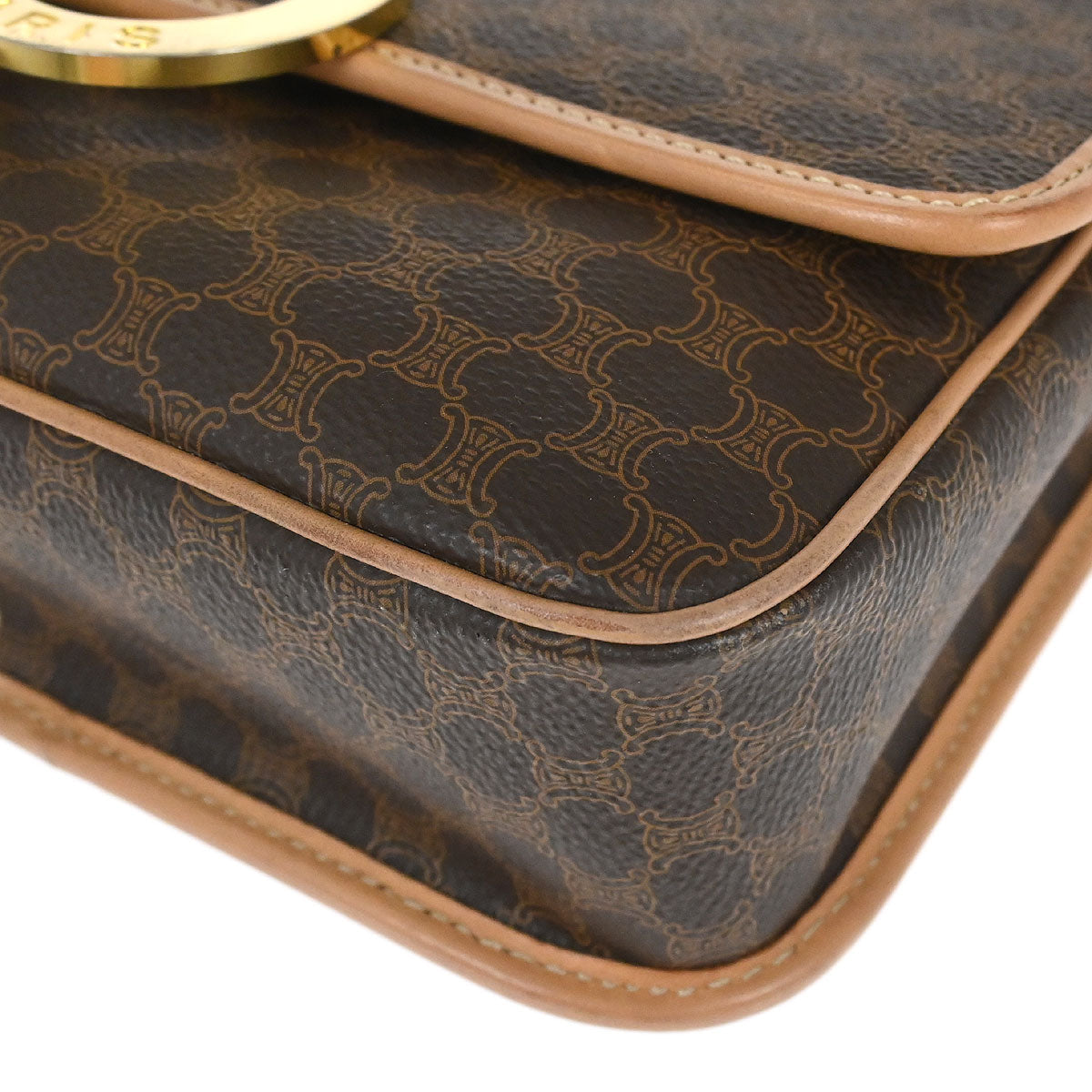 Celine Brown PVC Macadam Shoulder Bag