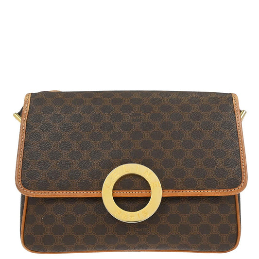 Celine Brown PVC Macadam Shoulder Bag