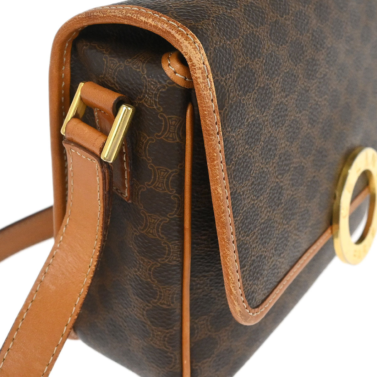 Celine Brown PVC Macadam Shoulder Bag