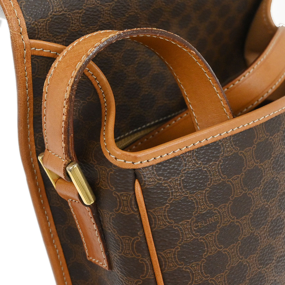 Celine Brown PVC Macadam Shoulder Bag