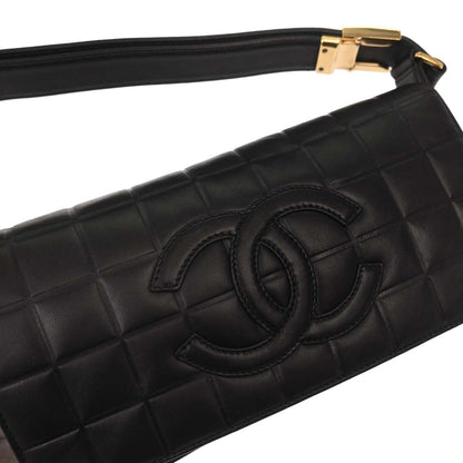 Chanel 2000-2002 Black Lambskin Choco Bar Shoulder Bag