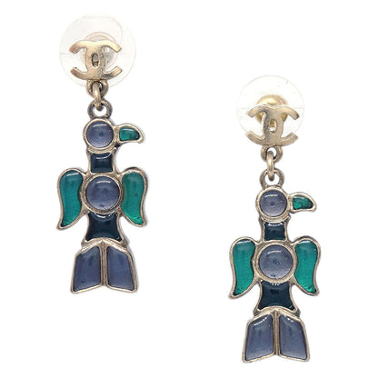 Chanel Gripoix Dangle Pierced Earrings Gold 07A