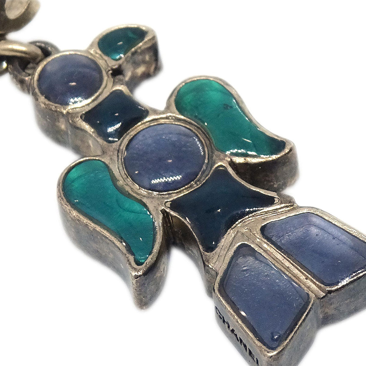 Chanel Gripoix Dangle Pierced Earrings Gold 07A