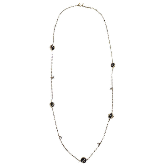 Chanel Medallion Gold Chain Pendant Necklace Rhinestone 09A