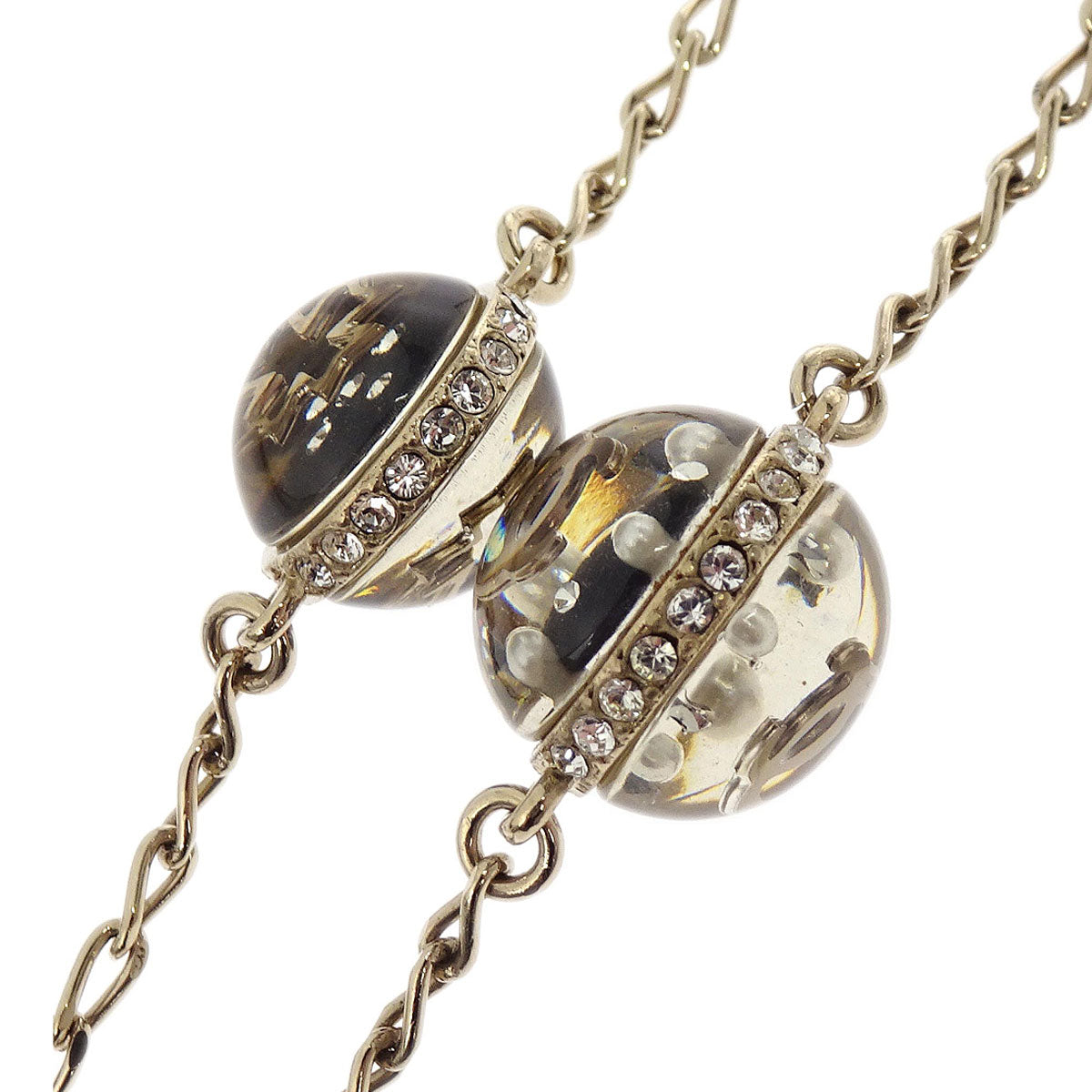 Chanel Medallion Gold Chain Pendant Necklace Rhinestone 09A