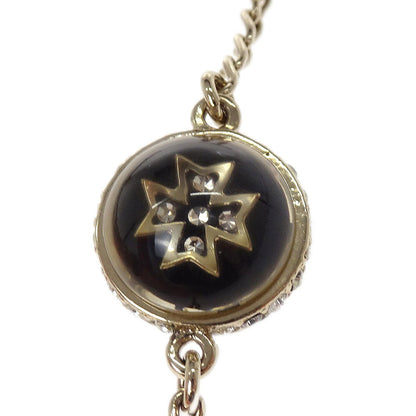 Chanel Medallion Gold Chain Pendant Necklace Rhinestone 09A