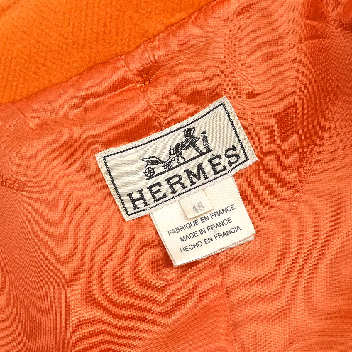 Hermes Duffel Coat Orange #48