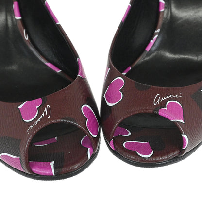 Gucci * Bordeaux Open Toe Pumps Shoes #36