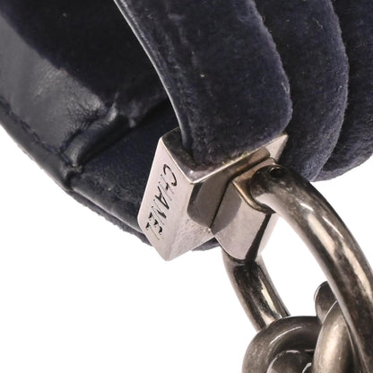 Boy Chanel 2014 Navy Velvet Medium Chain Shoulder Bag