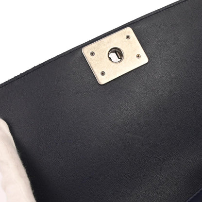 Boy Chanel 2014 Navy Velvet Medium Chain Shoulder Bag