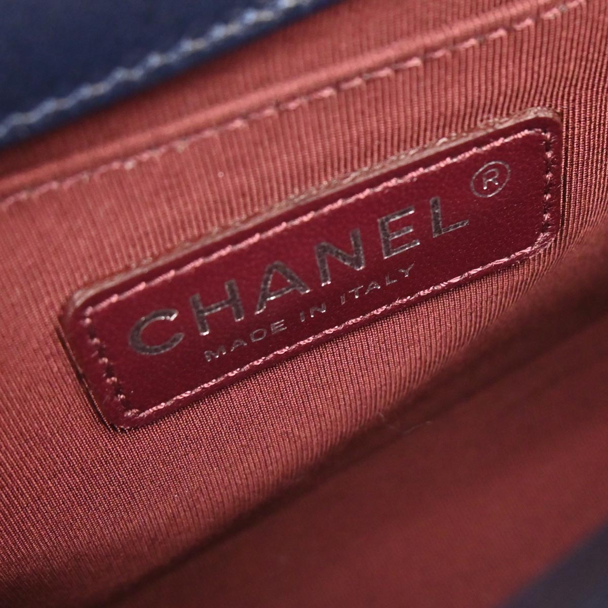 Boy Chanel 2014 Navy Velvet Medium Chain Shoulder Bag