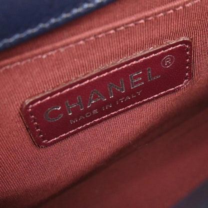 Boy Chanel 2014 Navy Velvet Medium Chain Shoulder Bag