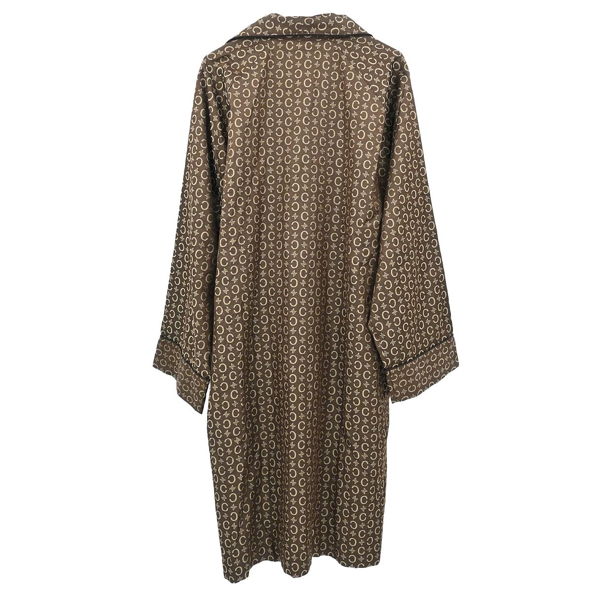 Celine Macadam Belted Robe Style Coat Gown Brown #L