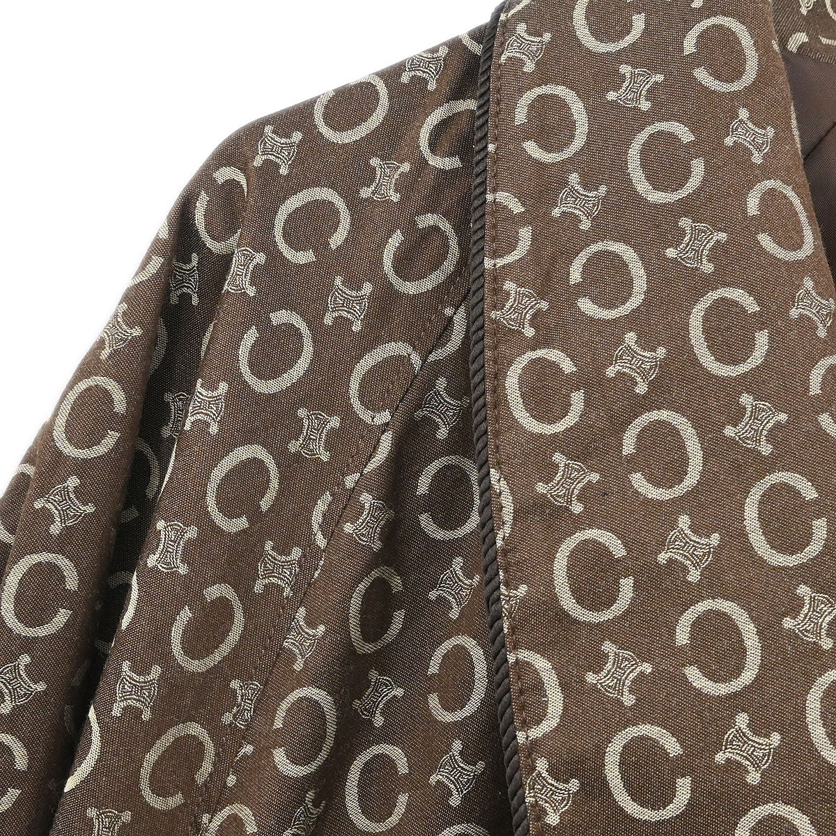 Celine Macadam Belted Robe Style Coat Gown Brown #L