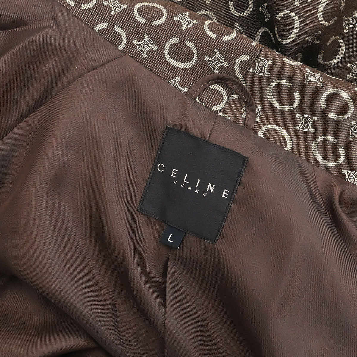 Celine Macadam Belted Robe Style Coat Gown Brown #L
