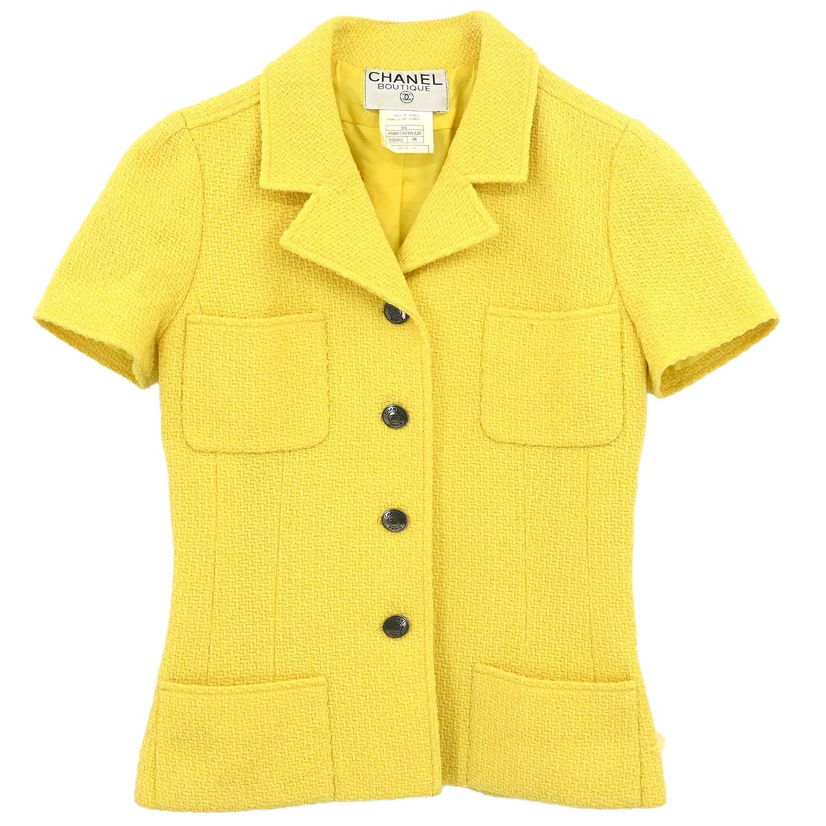Chanel 1997 Single Breasted Jacket Yellow #38