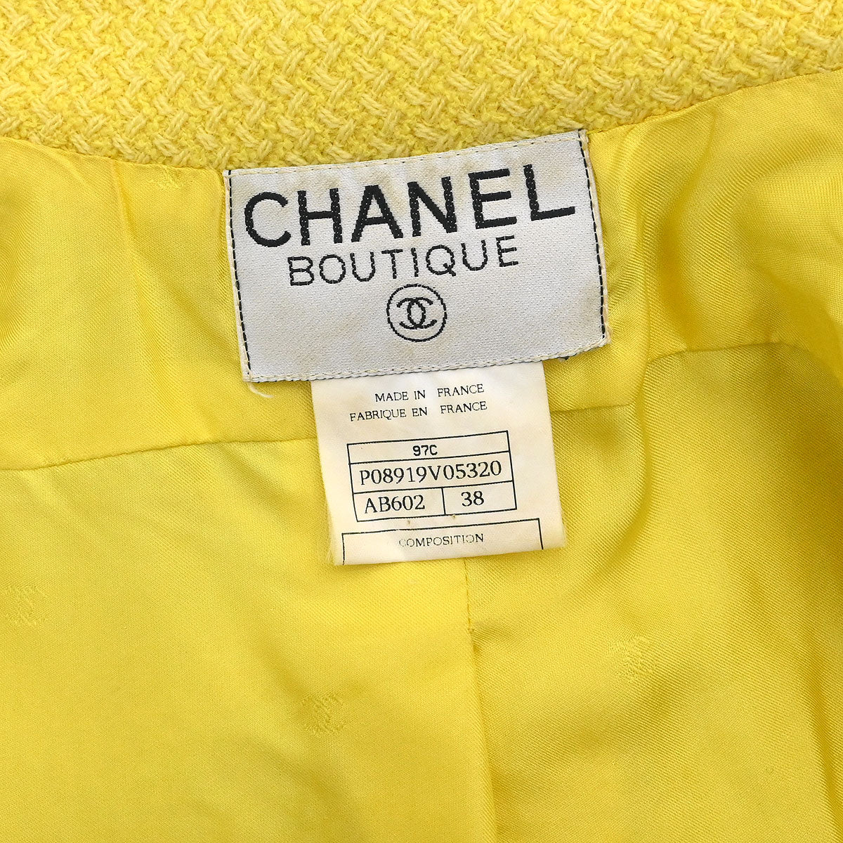 Chanel 1997 Single Breasted Jacket Yellow #38