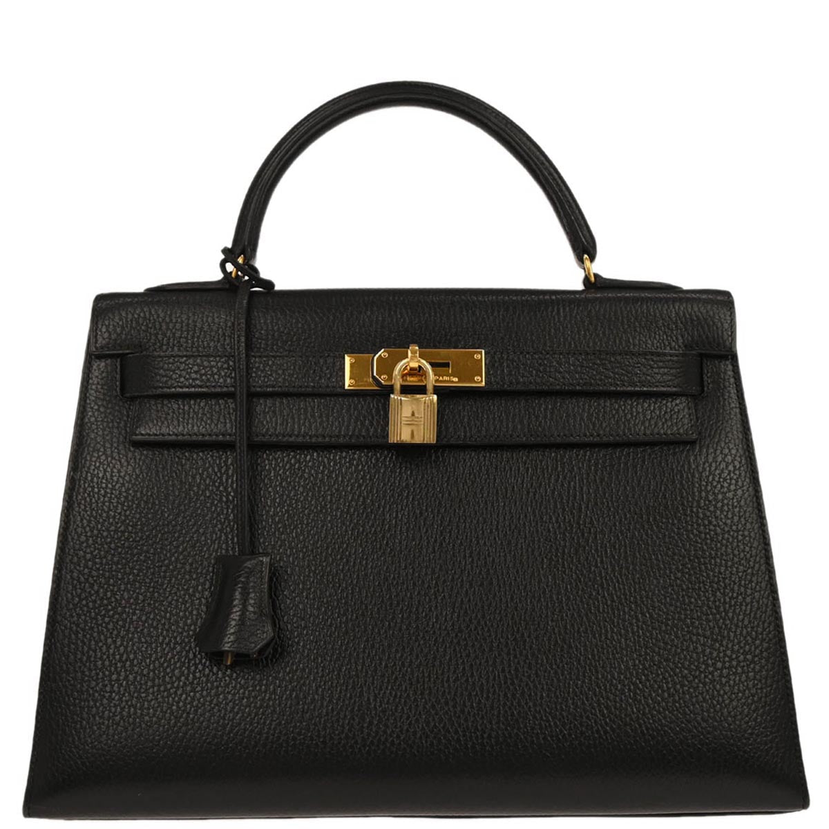 Hermes Black Ardennes Kelly 32 Sellier Handbag