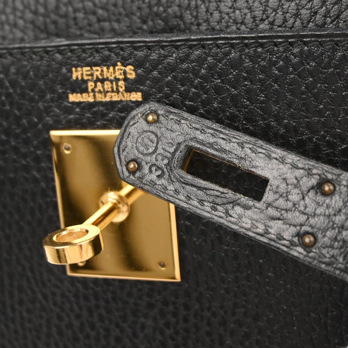 Hermes Black Ardennes Kelly 32 Sellier Handbag